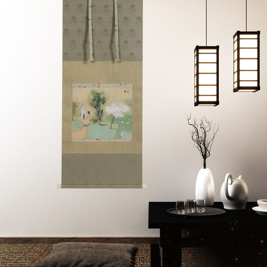 京都表具協同組合「SENSE of 京表具」掛け軸 絹本 春の図 衣川 充洋 Kinugawa Mitsuhiro