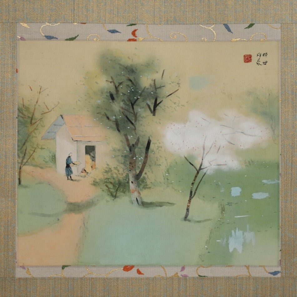 京都表具協同組合「SENSE of 京表具」掛け軸 絹本 春の図 衣川 充洋 Kinugawa Mitsuhiro
