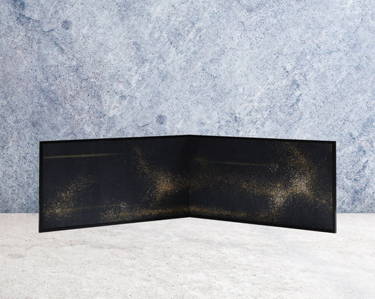 京都表具協同組合「SENSE of 京表具」屏風 黒箔地本金プラチナ砂子振り 本金泥引き 小川 晶史 Ogawa Akifumi